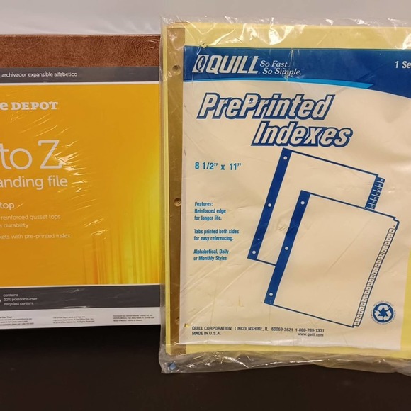 Office Supplies - Expanding A-ZFile , Alphabet Gold Tab Index & A-Z File Box NEW - Picture 8 of 12
